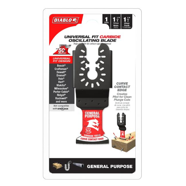 1-1/4" Universal Fit Carbide Teeth Oscillating Blade for General Purpose Cuts